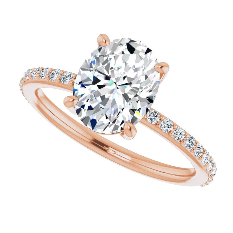 Oval Moissanite Petite Basket Engagement Ring