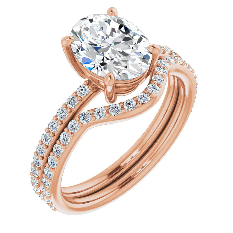 Oval Moissanite Petite Basket Engagement Ring