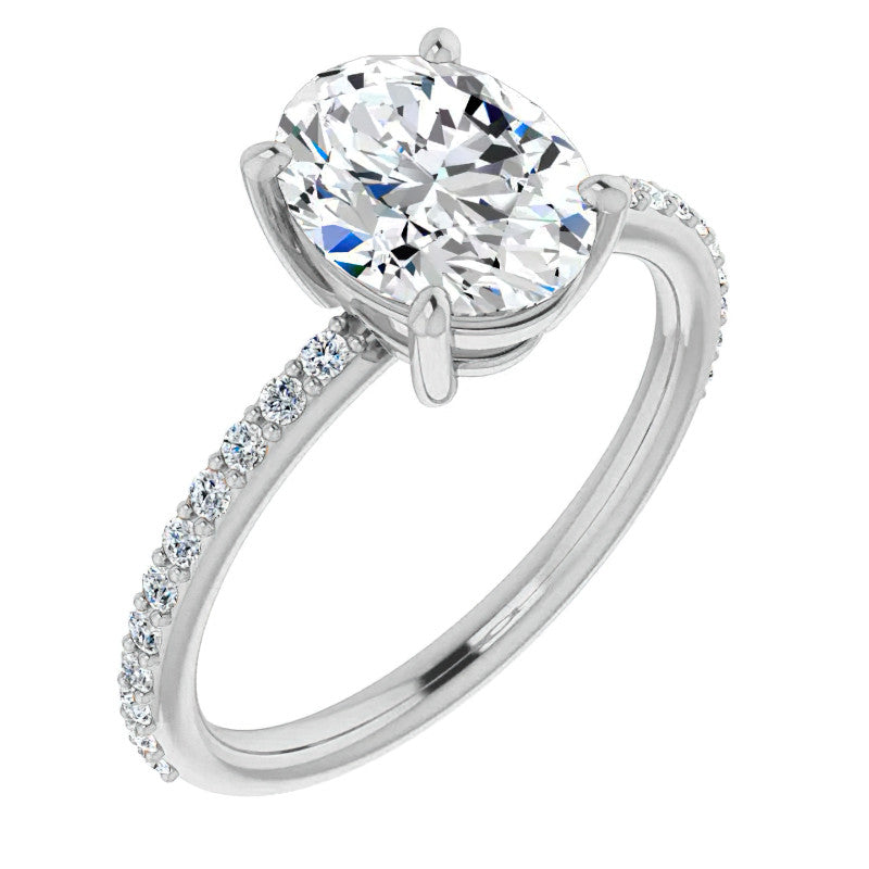 Oval Moissanite Petite Basket Engagement Ring