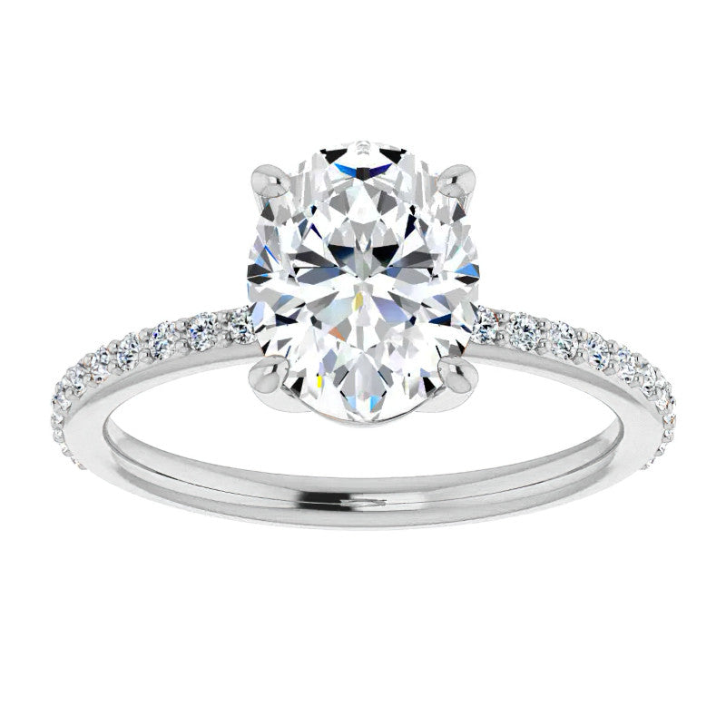Oval Moissanite Petite Basket Engagement Ring