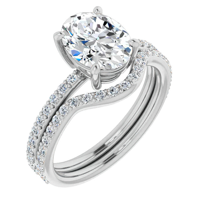 Oval Moissanite Petite Basket Engagement Ring