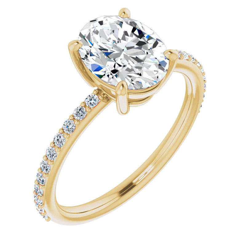 Oval Moissanite Petite Basket Engagement Ring
