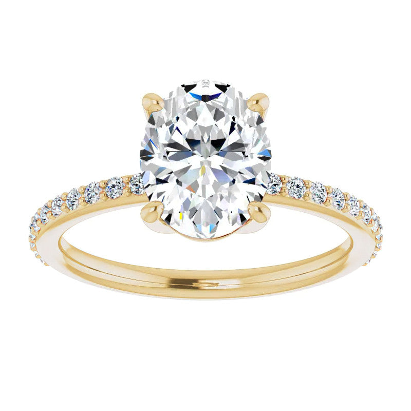 Oval Moissanite Petite Basket Engagement Ring