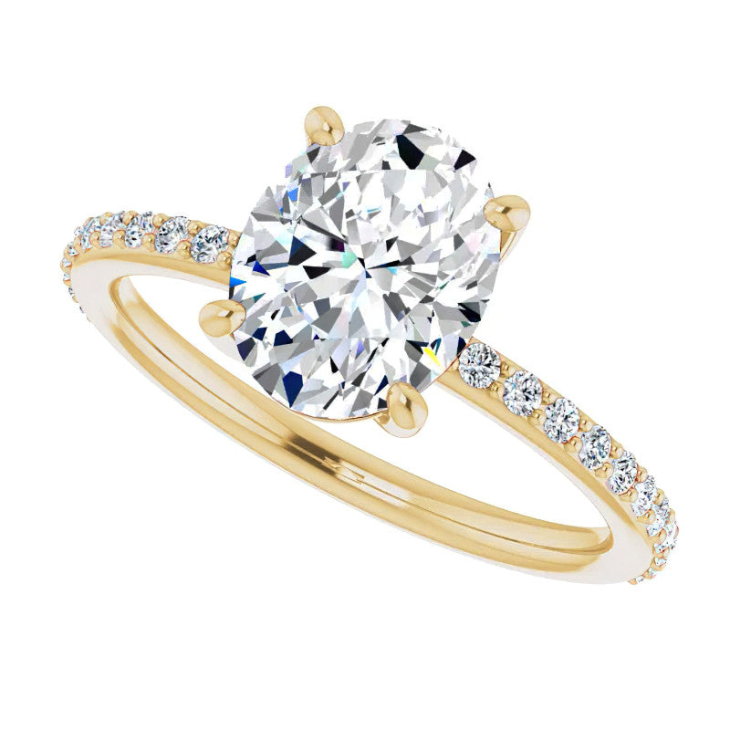 Oval Moissanite Petite Basket Engagement Ring