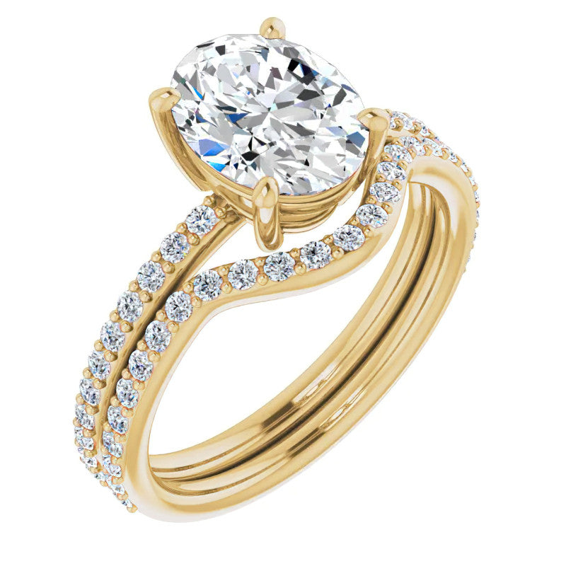Oval Moissanite Petite Basket Engagement Ring