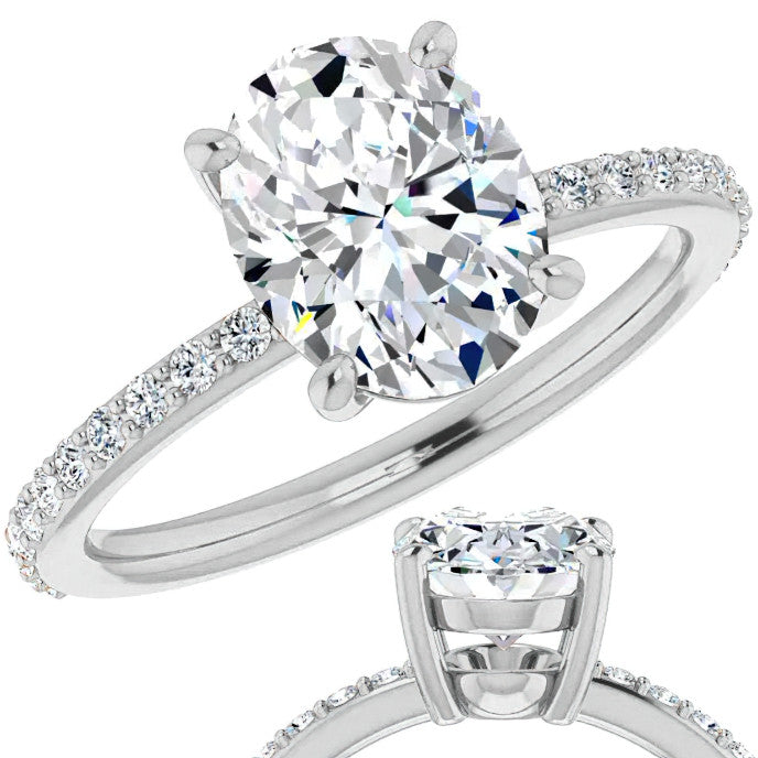 Oval Moissanite Petite Basket Engagement Ring