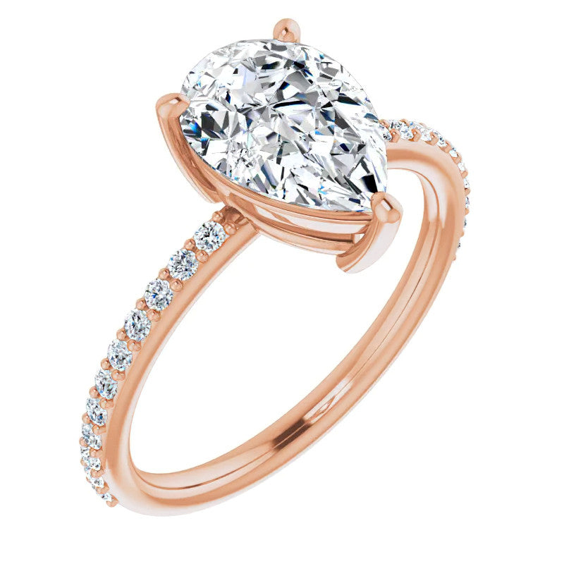 Pear Moissanite Petite Basket Engagement Ring