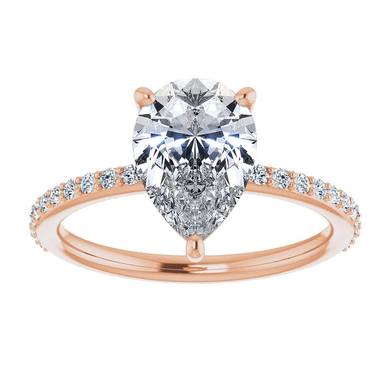 Pear Moissanite Petite Basket Engagement Ring