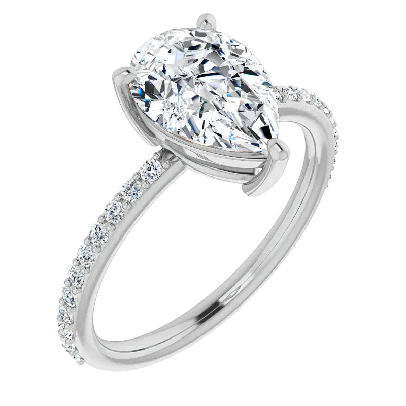 Pear Moissanite Petite Basket Engagement Ring