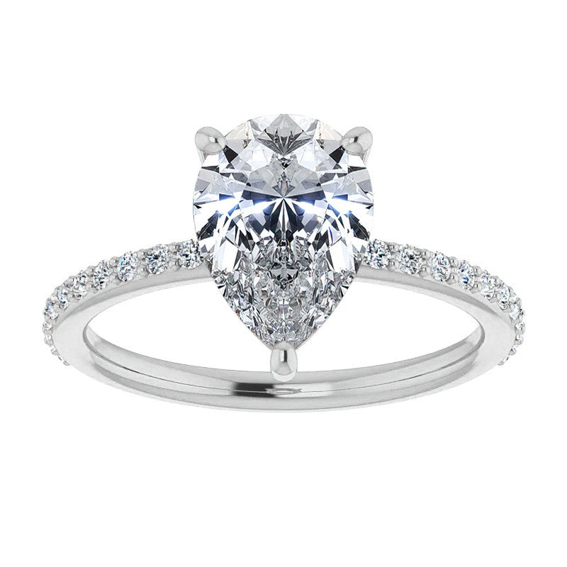 Pear Moissanite Petite Basket Engagement Ring