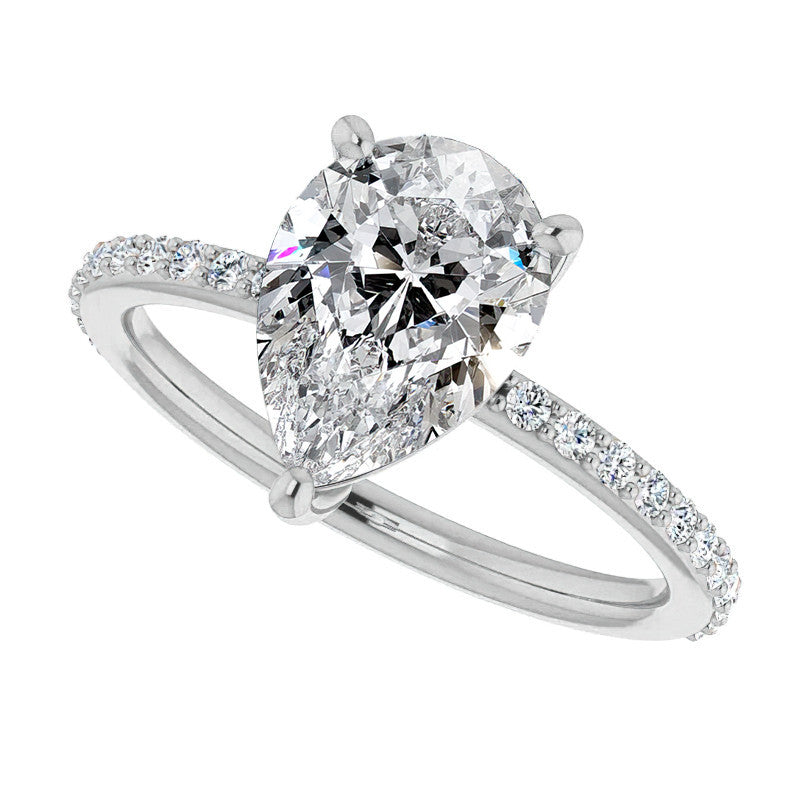Pear Moissanite Petite Basket Engagement Ring