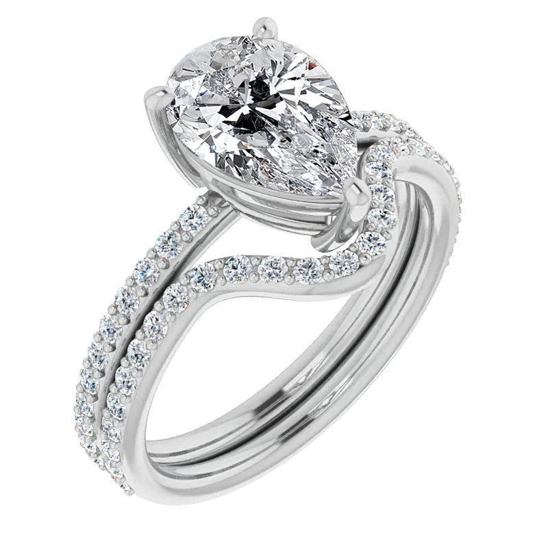 Pear Moissanite Petite Basket Engagement Ring