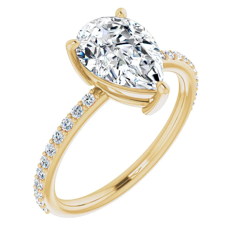 Pear Moissanite Petite Basket Engagement Ring