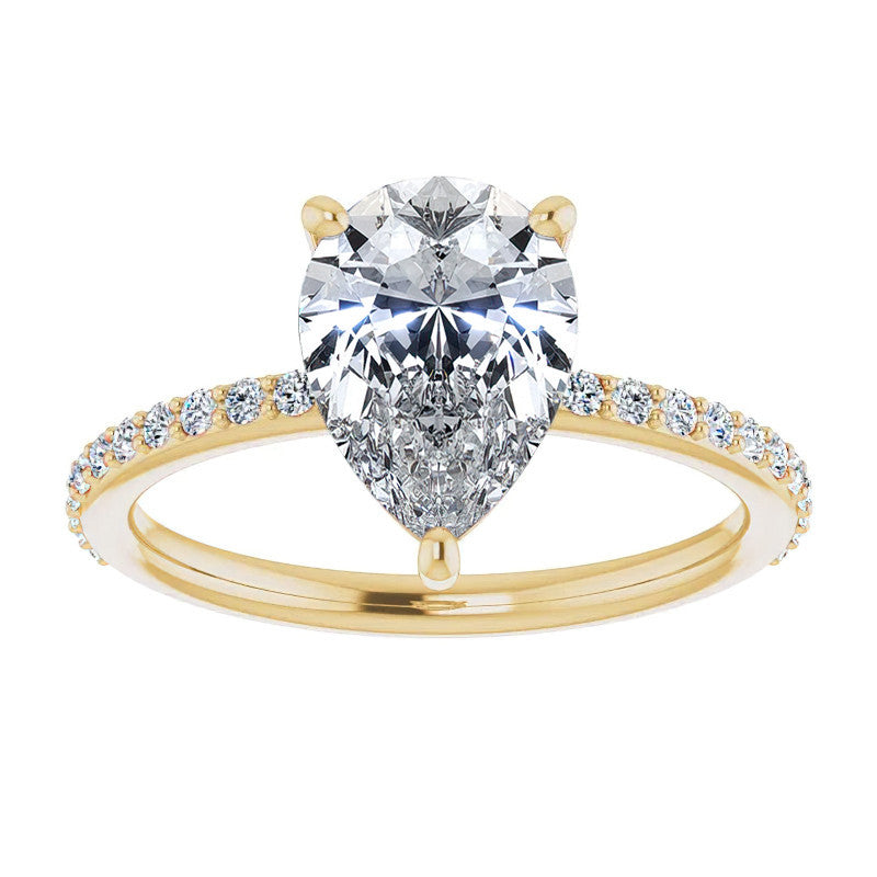 Pear Moissanite Petite Basket Engagement Ring