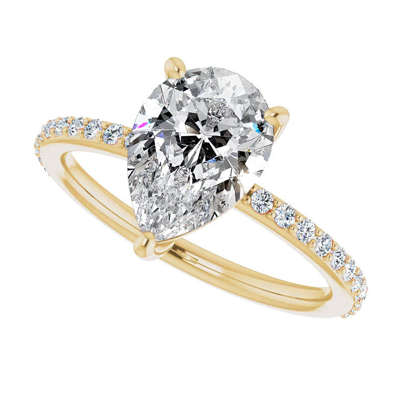 Pear Moissanite Petite Basket Engagement Ring