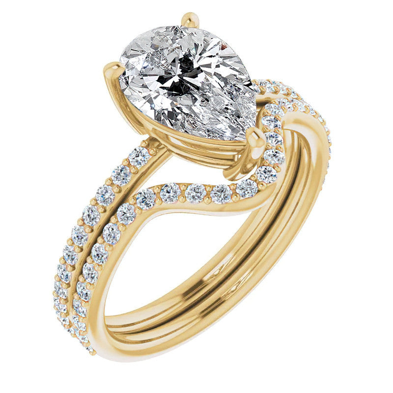 Pear Moissanite Petite Basket Engagement Ring