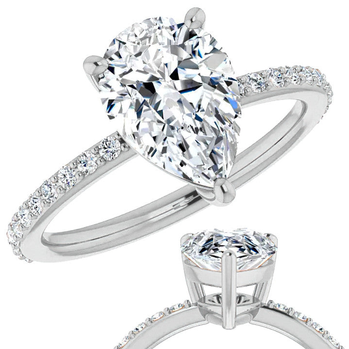 Pear Moissanite Petite Basket Engagement Ring