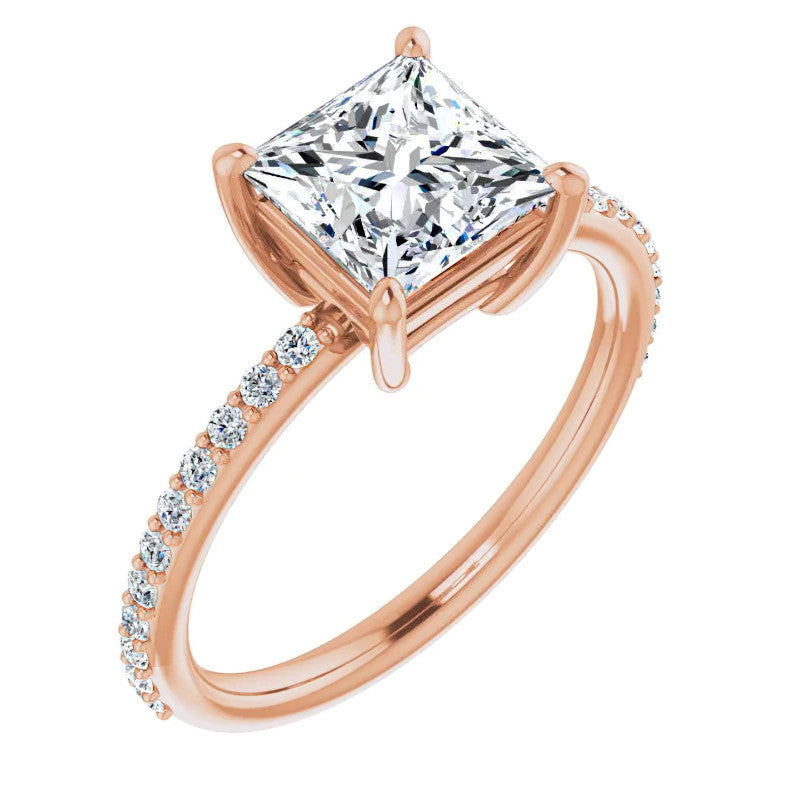 Princess cut Moissanite Petite Basket Engagement Ring