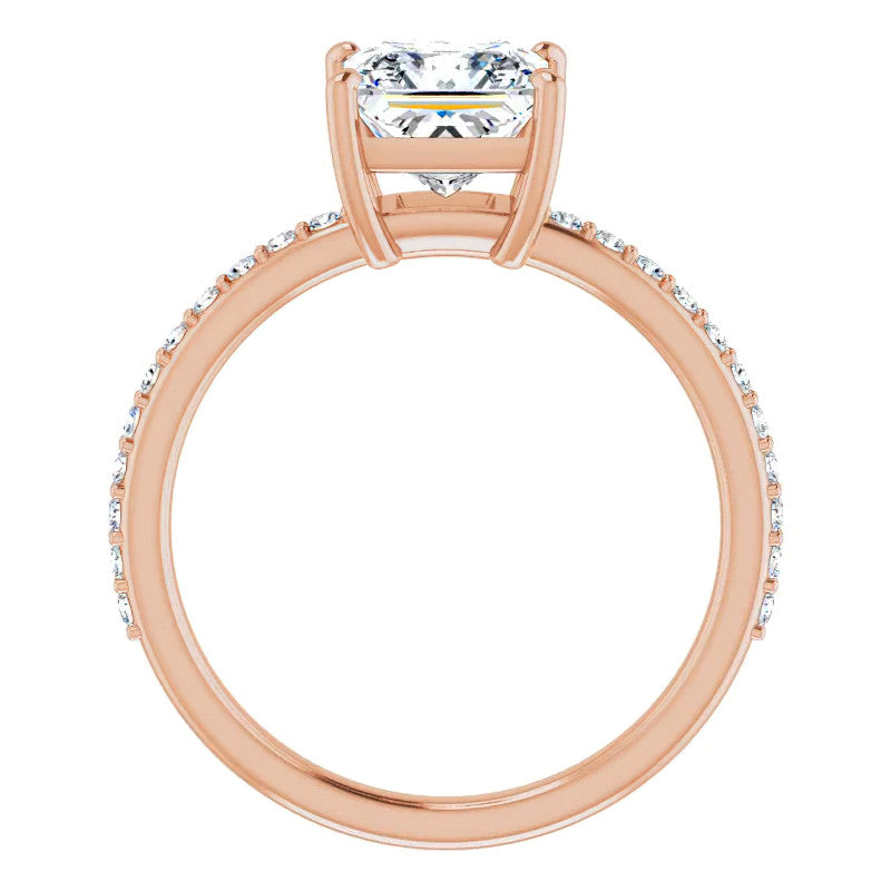 Princess cut Moissanite Petite Basket Engagement Ring