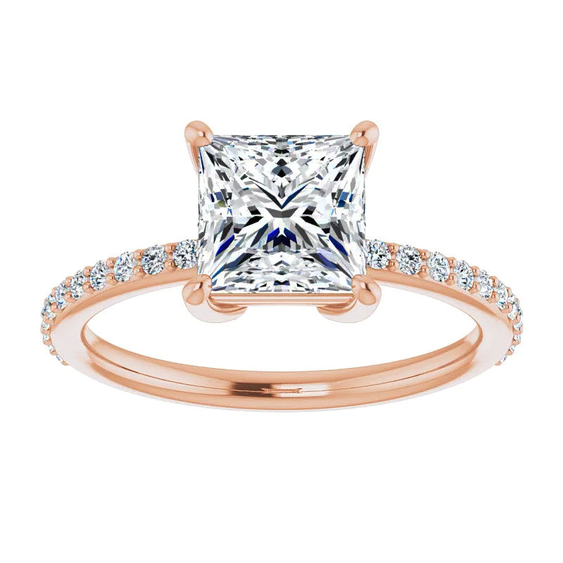 Princess cut Moissanite Petite Basket Engagement Ring