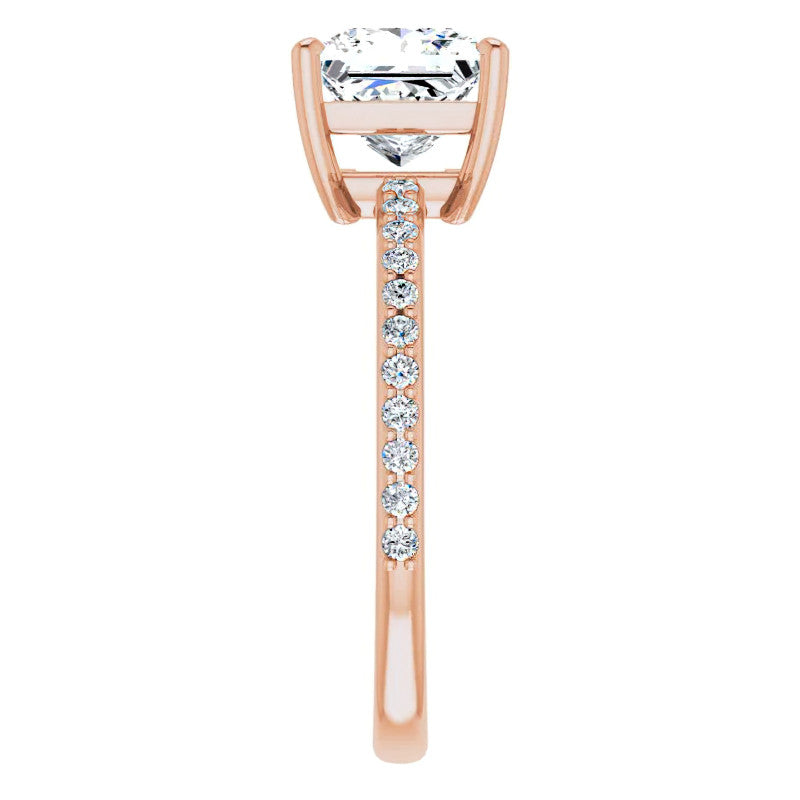 Princess cut Moissanite Petite Basket Engagement Ring