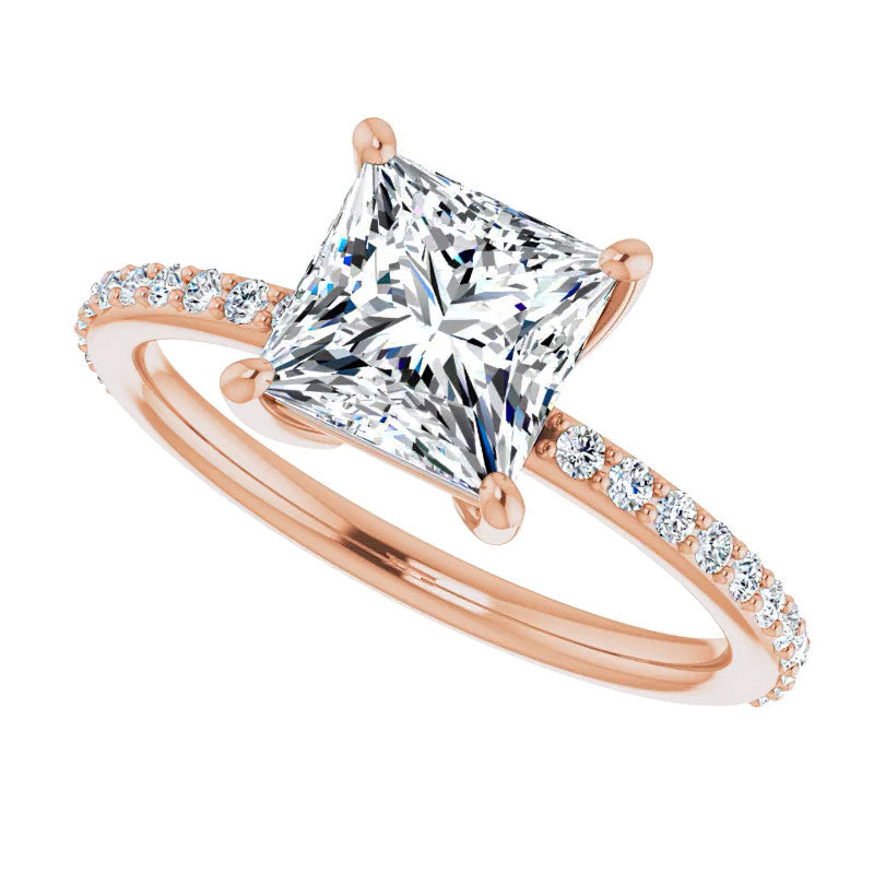Princess cut Moissanite Petite Basket Engagement Ring
