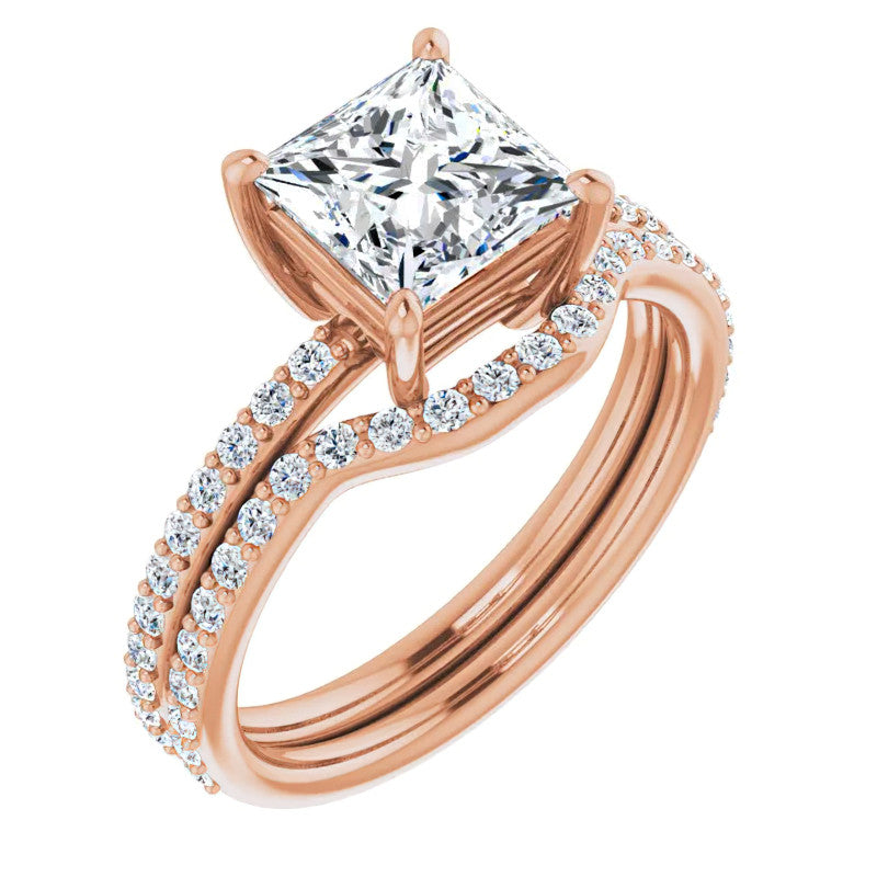 Princess cut Moissanite Petite Basket Engagement Ring