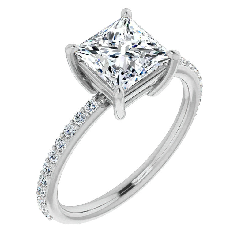 Princess cut Moissanite Petite Basket Engagement Ring