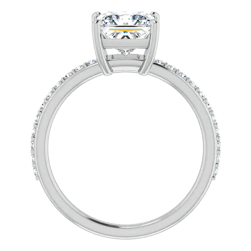 Princess cut Moissanite Petite Basket Engagement Ring