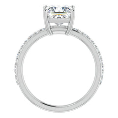Princess cut Moissanite Petite Basket Engagement Ring