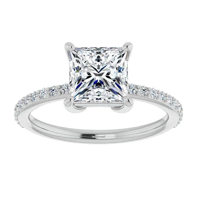 Princess cut Moissanite Petite Basket Engagement Ring