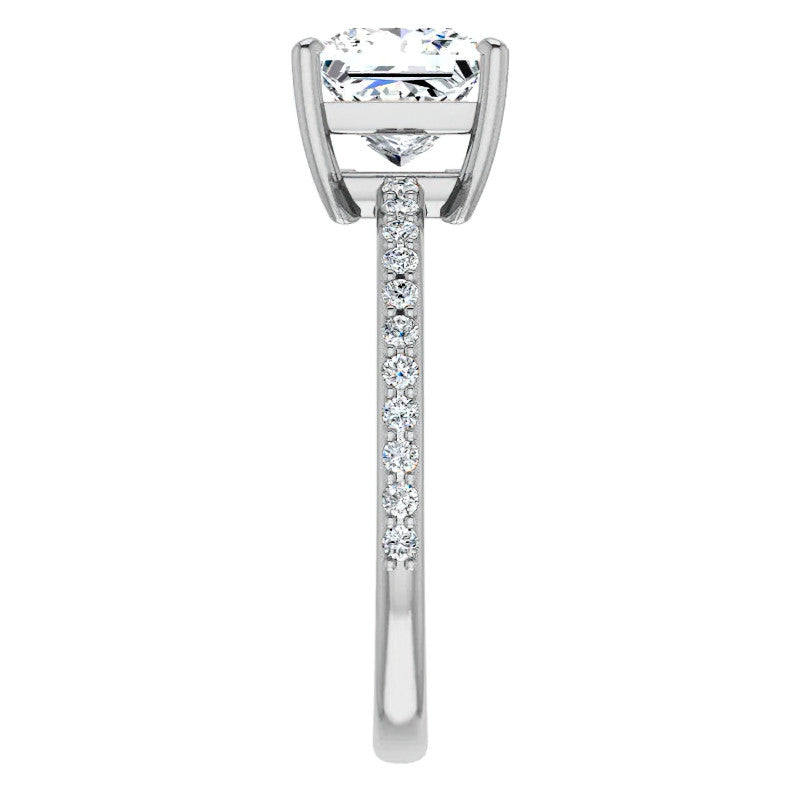 Princess cut Moissanite Petite Basket Engagement Ring