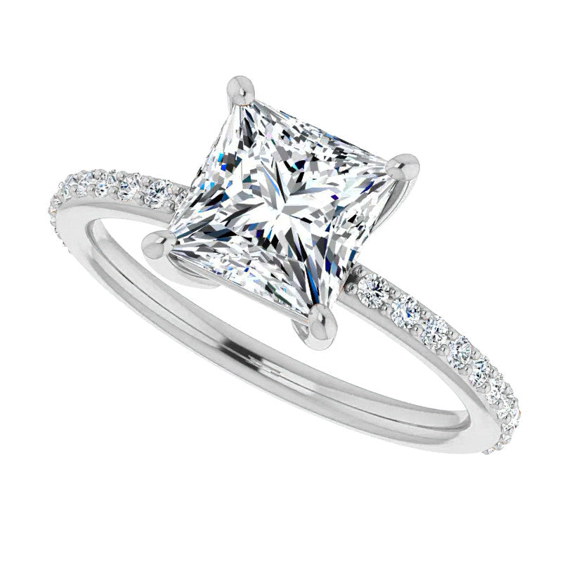Princess cut Moissanite Petite Basket Engagement Ring