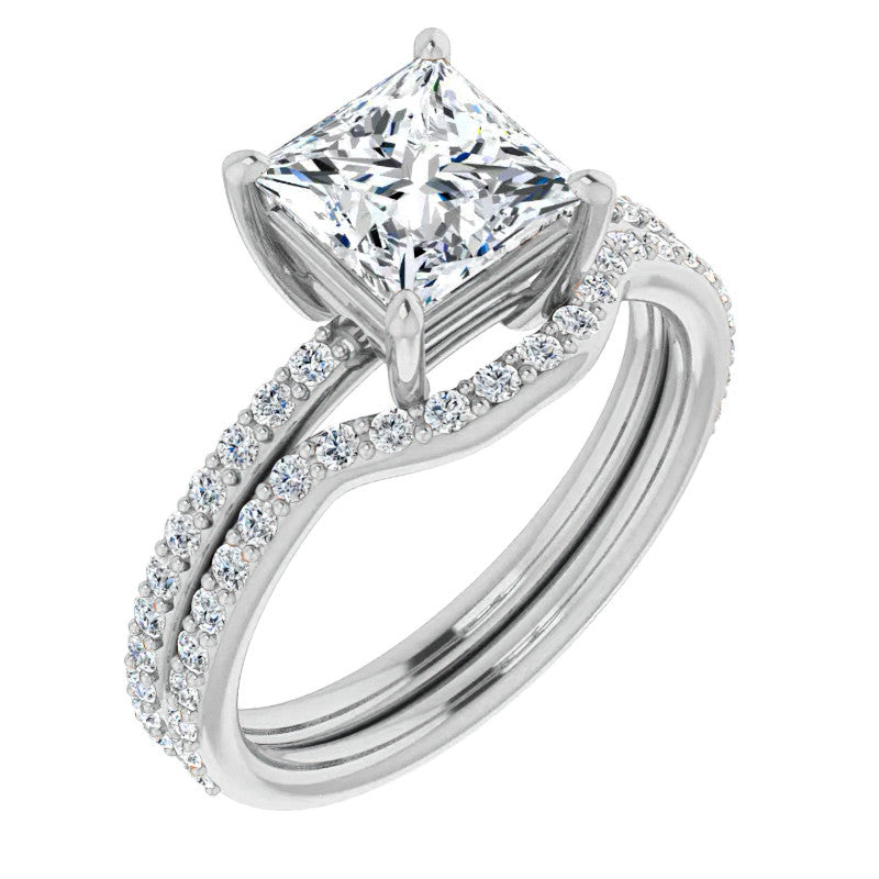 Princess cut Moissanite Petite Basket Engagement Ring