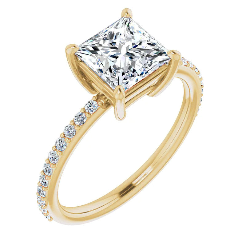 Princess cut Moissanite Petite Basket Engagement Ring