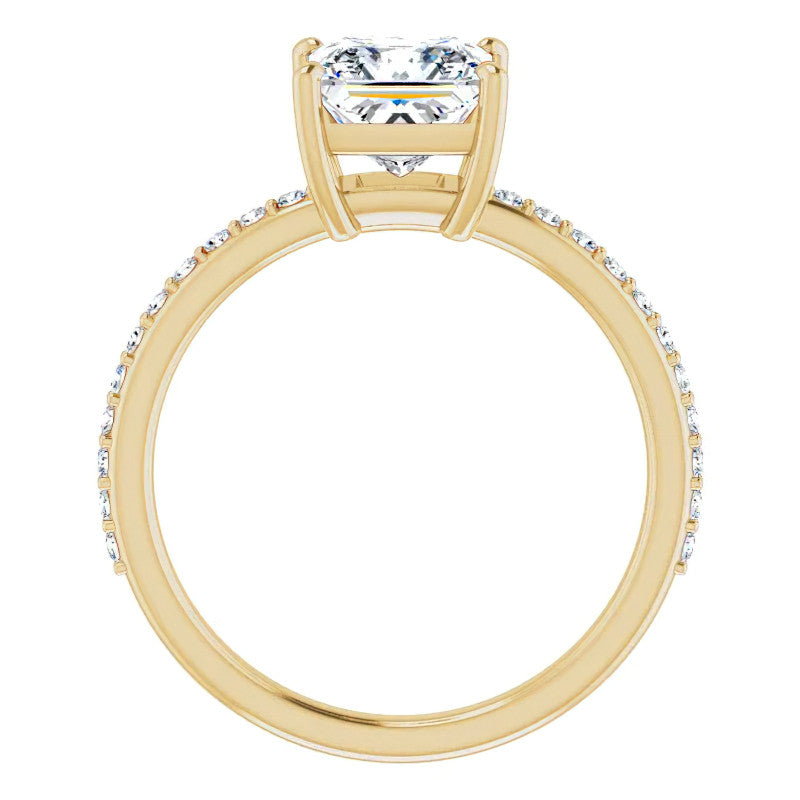 Princess cut Moissanite Petite Basket Engagement Ring