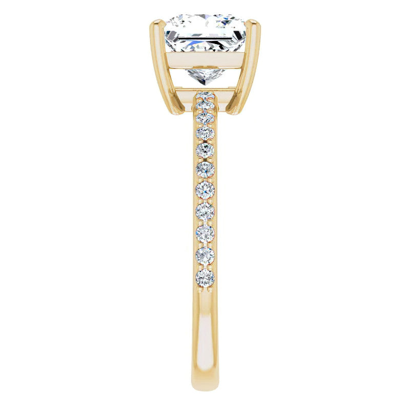 Princess cut Moissanite Petite Basket Engagement Ring
