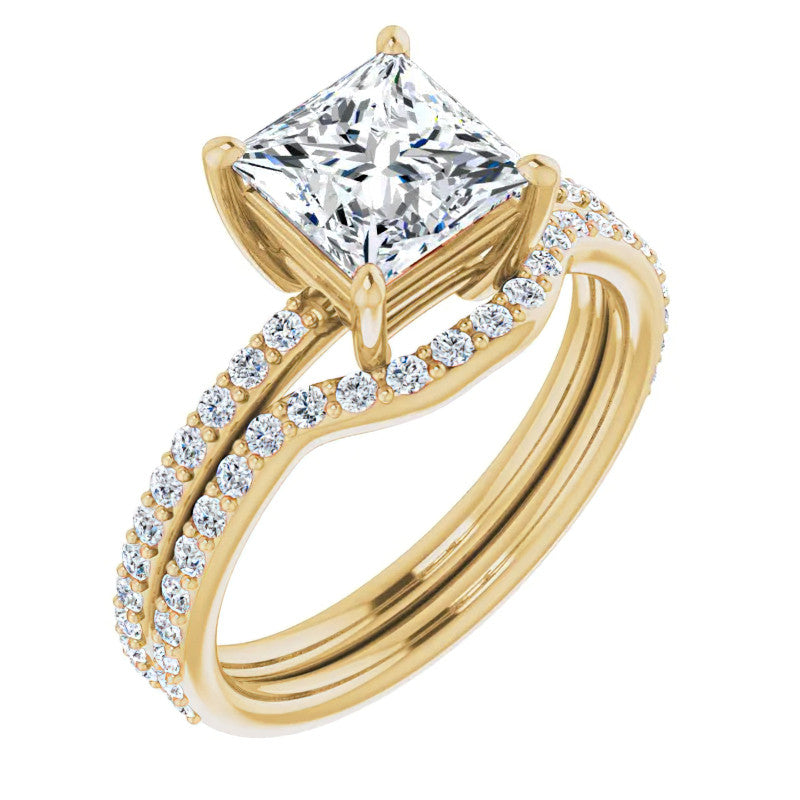 Princess cut Moissanite Petite Basket Engagement Ring