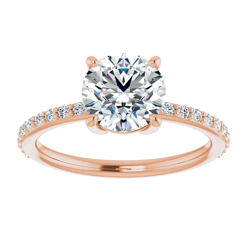Round Brilliant Moissanite Petite Basket Engagement Ring