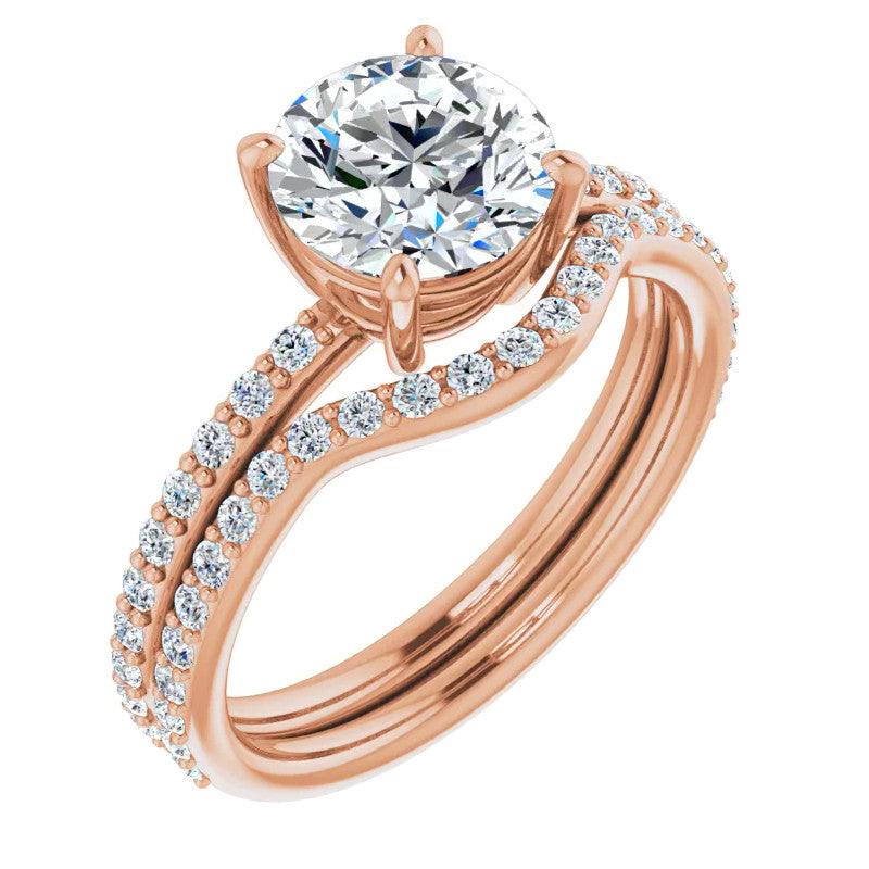 Round Brilliant Moissanite Petite Basket Engagement Ring