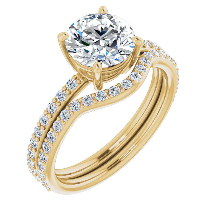 Round Brilliant Moissanite Petite Basket Engagement Ring