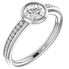 Round Accented Bezel Moissanite Engagement Ring