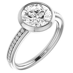 Round Accented Bezel Moissanite Engagement Ring