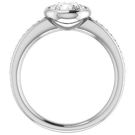 Round Accented Bezel Moissanite Engagement Ring