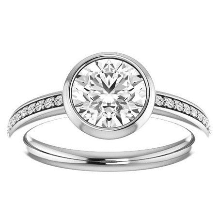 Round Accented Bezel Moissanite Engagement Ring