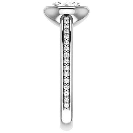 Round Accented Bezel Moissanite Engagement Ring