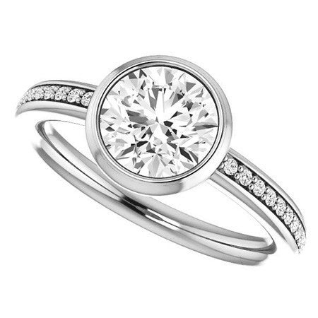 Round Accented Bezel Moissanite Engagement Ring