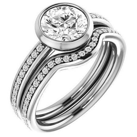 Round Accented Bezel Moissanite Engagement Ring