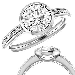 Round Accented Bezel Moissanite Engagement Ring