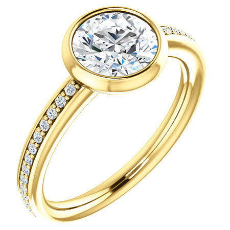 Round Accented Bezel Moissanite Engagement Ring